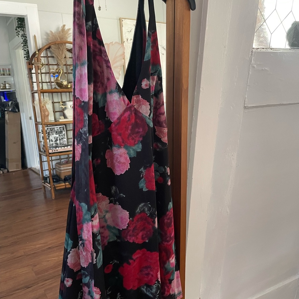 Wild Fable Black and Pink Plunge Sundress